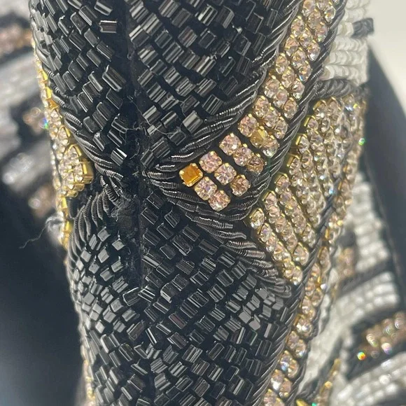 Balmain x H&M Peep-Toe Crystal Beaded Heel Boots Sz Eu 39 / US 8 - Picture 6 of 16